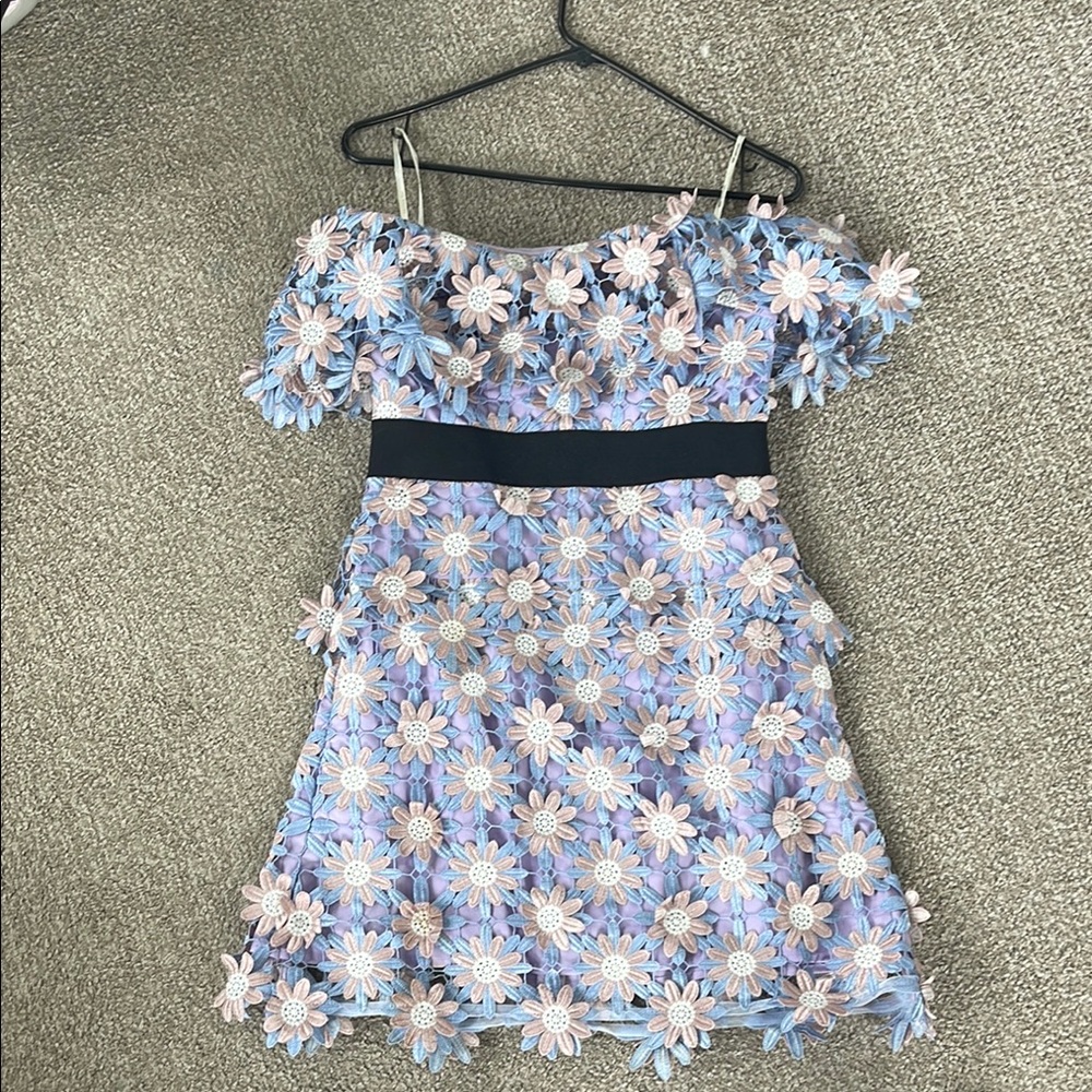 Self-portrait 3D Floral Pink mini dress
